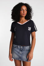 Graphic V-Neck Off-Shoulder Jersey Tee thumbnail 12