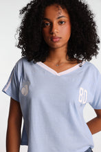 Graphic V-Neck Off-Shoulder Jersey Tee thumbnail 15
