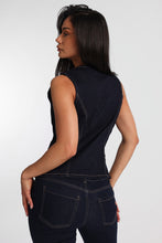 Button-Up Crew Neck Denim Vest thumbnail 4