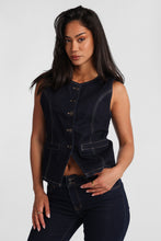 Button-Up Crew Neck Denim Vest thumbnail 2