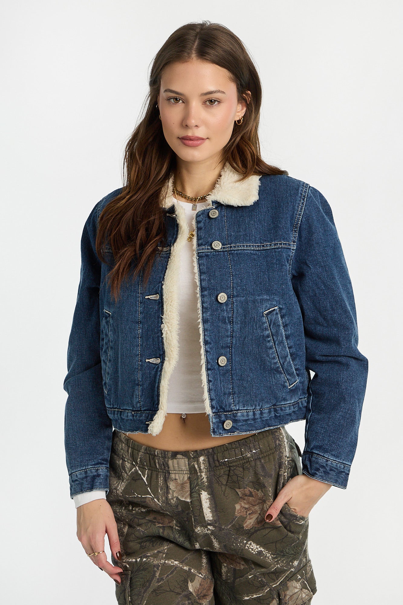 Sherpa-Lined Denim Jacket