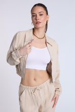 Blouson aviateur en mélange de lin thumbnail 1