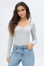 Ribbed Knit Long Sleeve V-Neck Bodysuit thumbnail 1