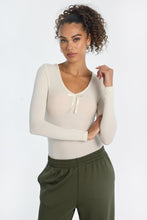 Ribbed Knit Long Sleeve V-Neck Bodysuit thumbnail 1
