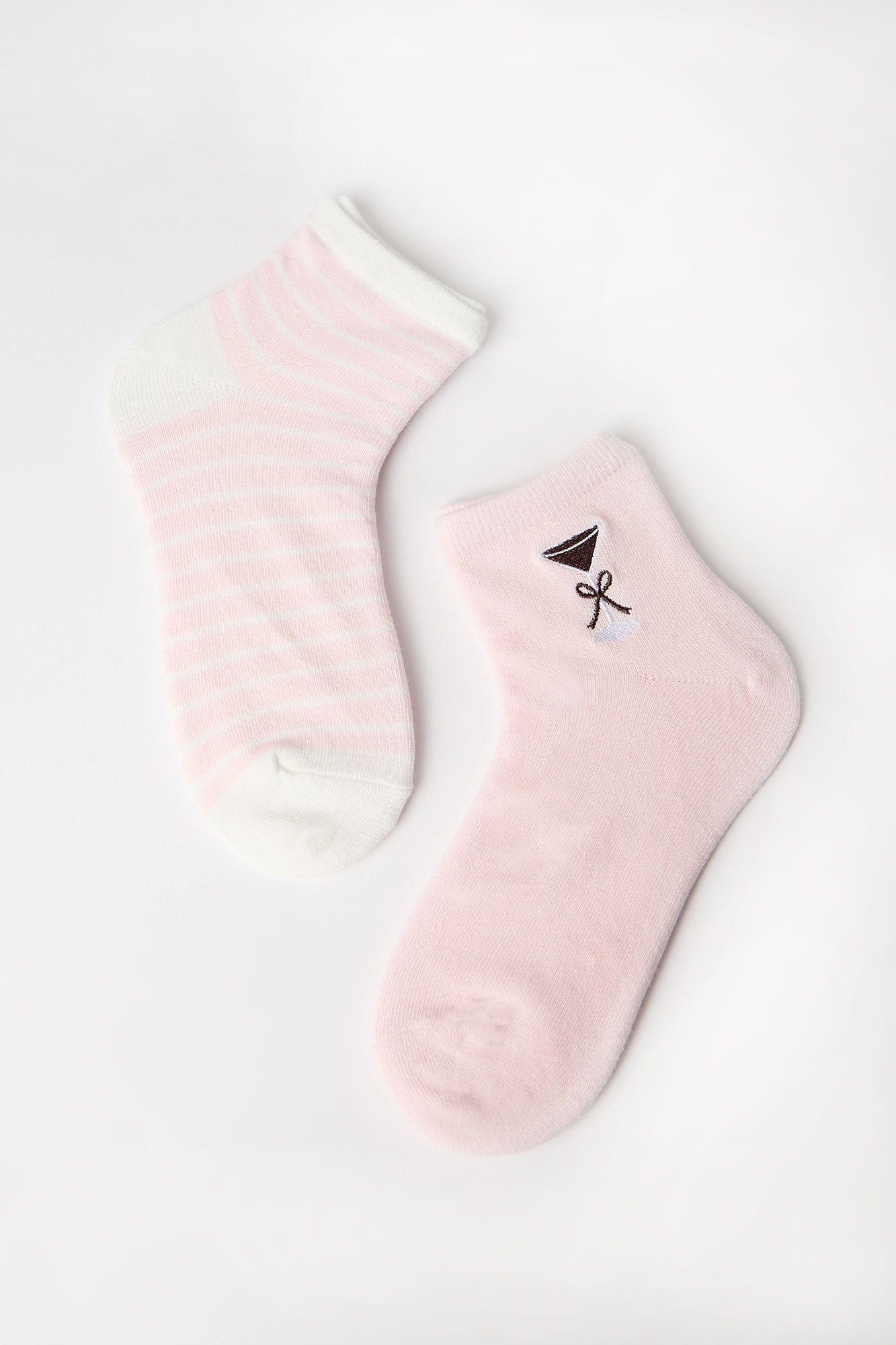 Embroidered Boyfriend Crew Socks 2-Pack