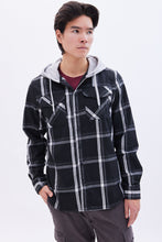 North Western Hooded Plaid Flannel Overshirt thumbnail 2