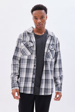 North Western Hooded Plaid Flannel Overshirt thumbnail 2