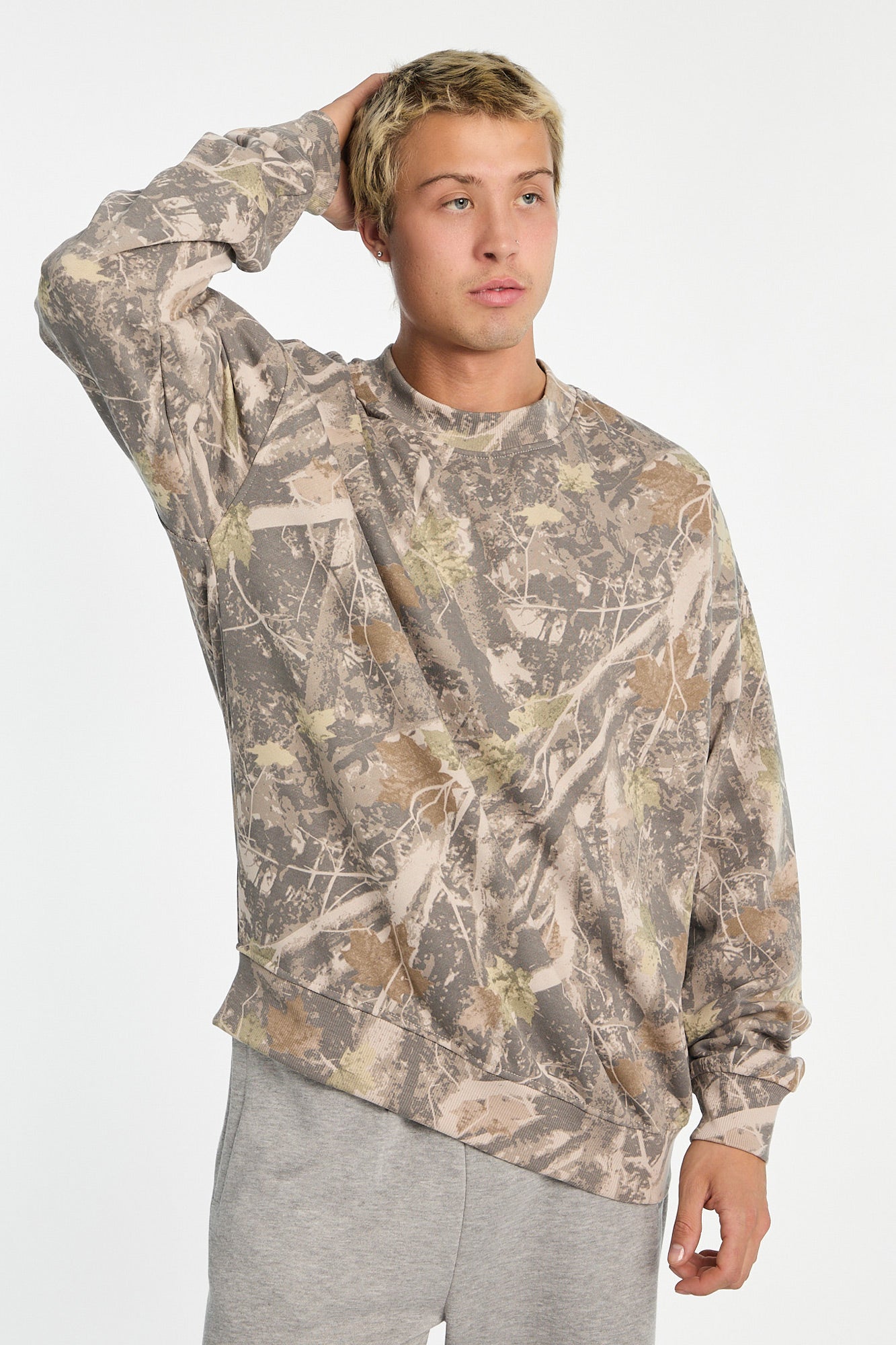 North Western Tree Camouflage Oversized Crew Neck Sweatshirt