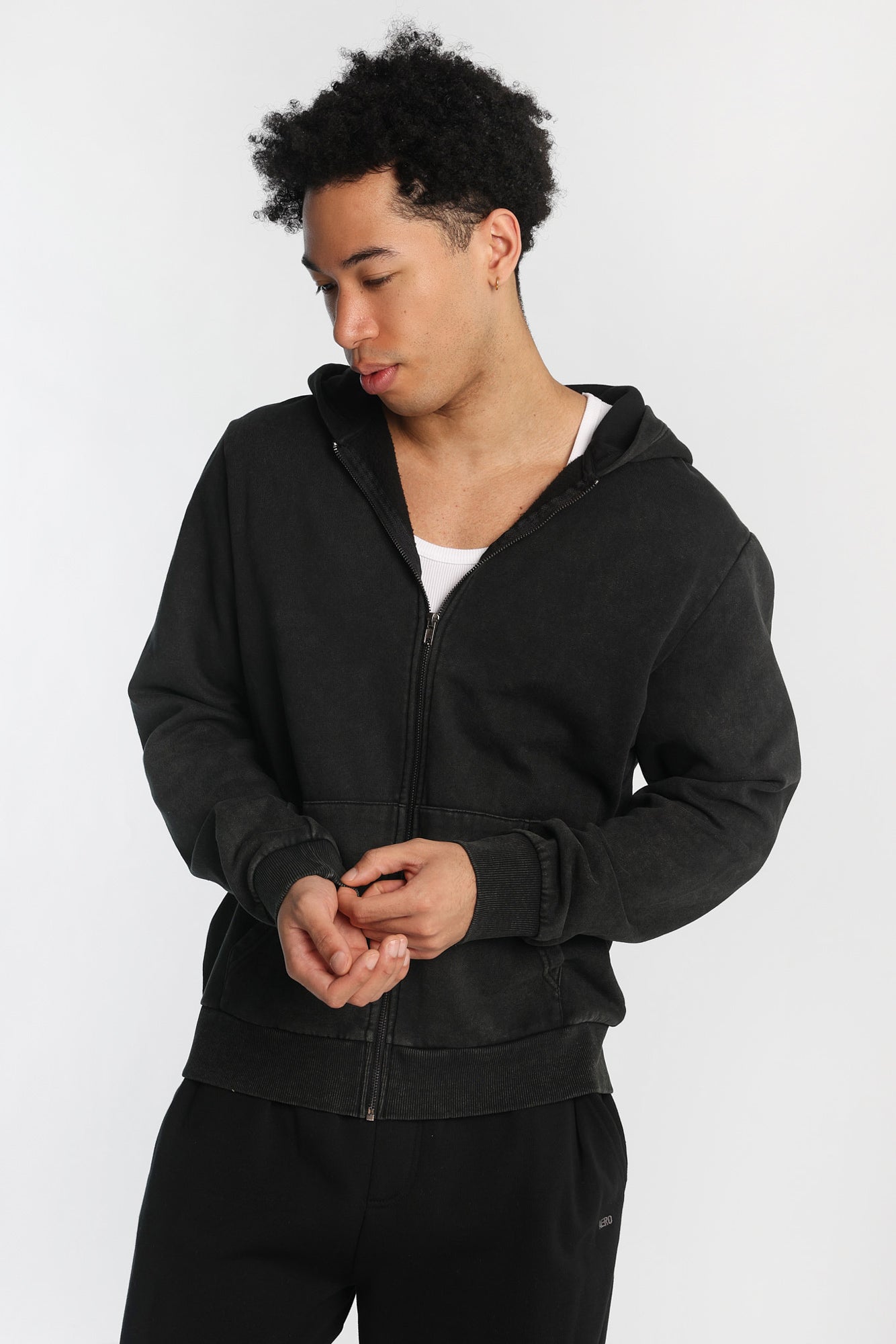 North Western Washed Zip-Up Hoodie