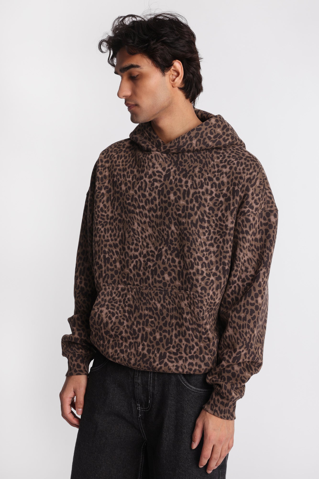 North Western Leopard Print Boxy Hoodie