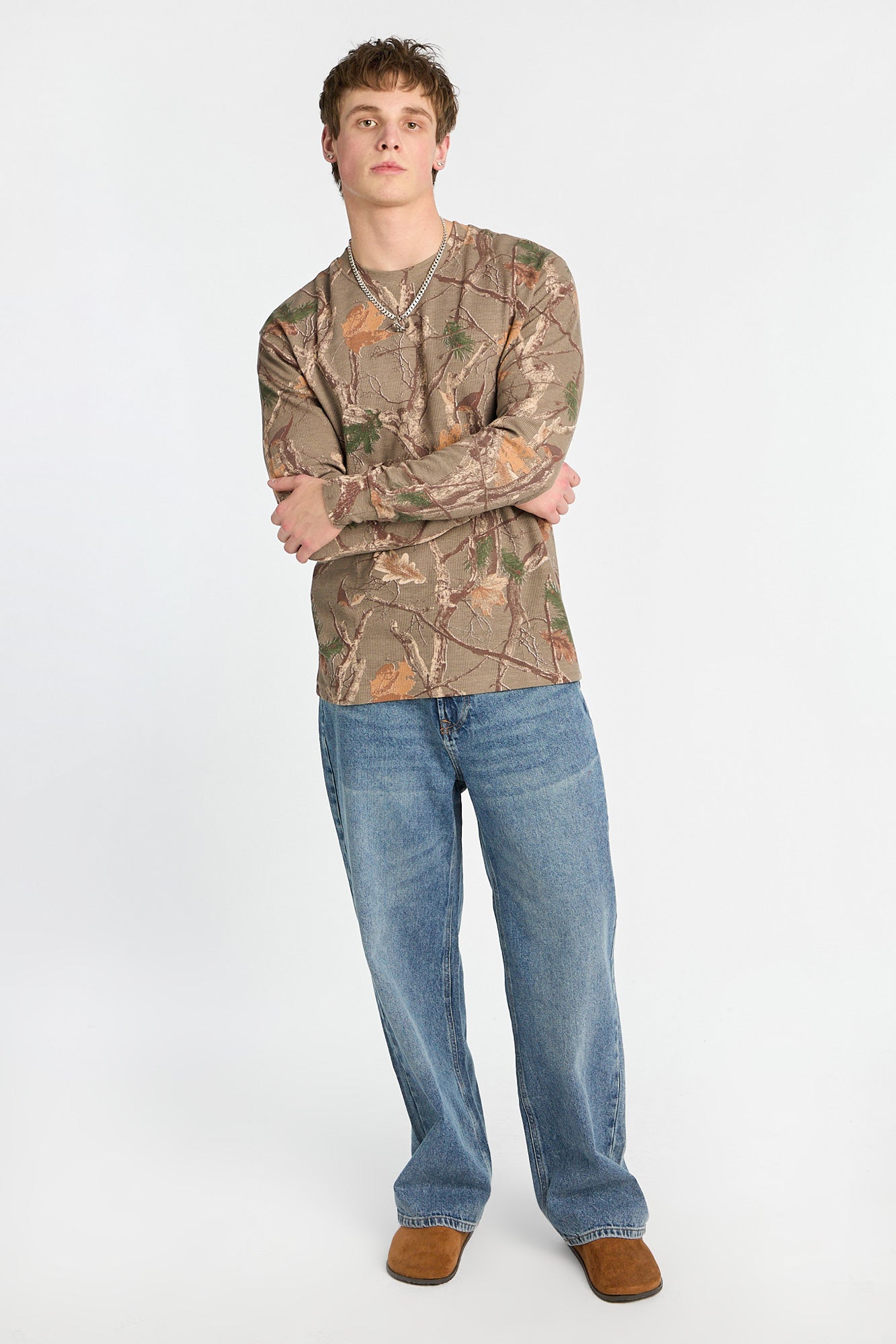 Thermal Waffle Knit Crew Neck Long Sleeve Tee – Bluenotes