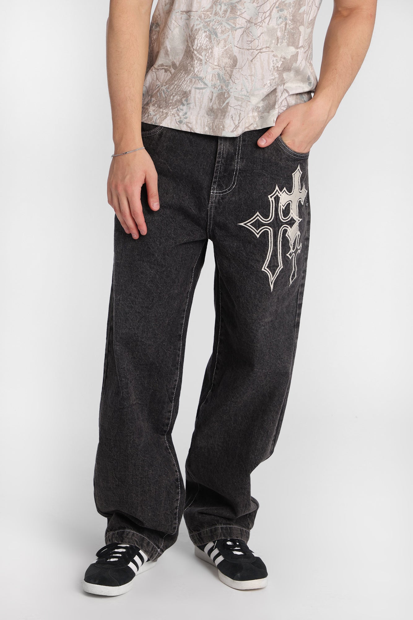 Cross Trio Embroidered Skater Jeans