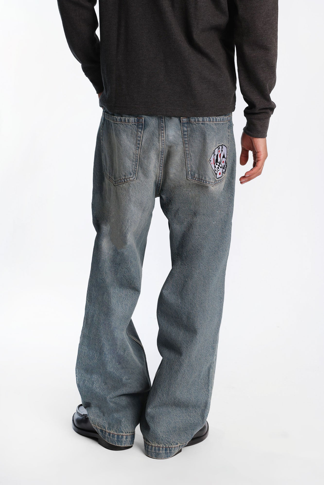 Playing Cards Embroidered Skater Jeans