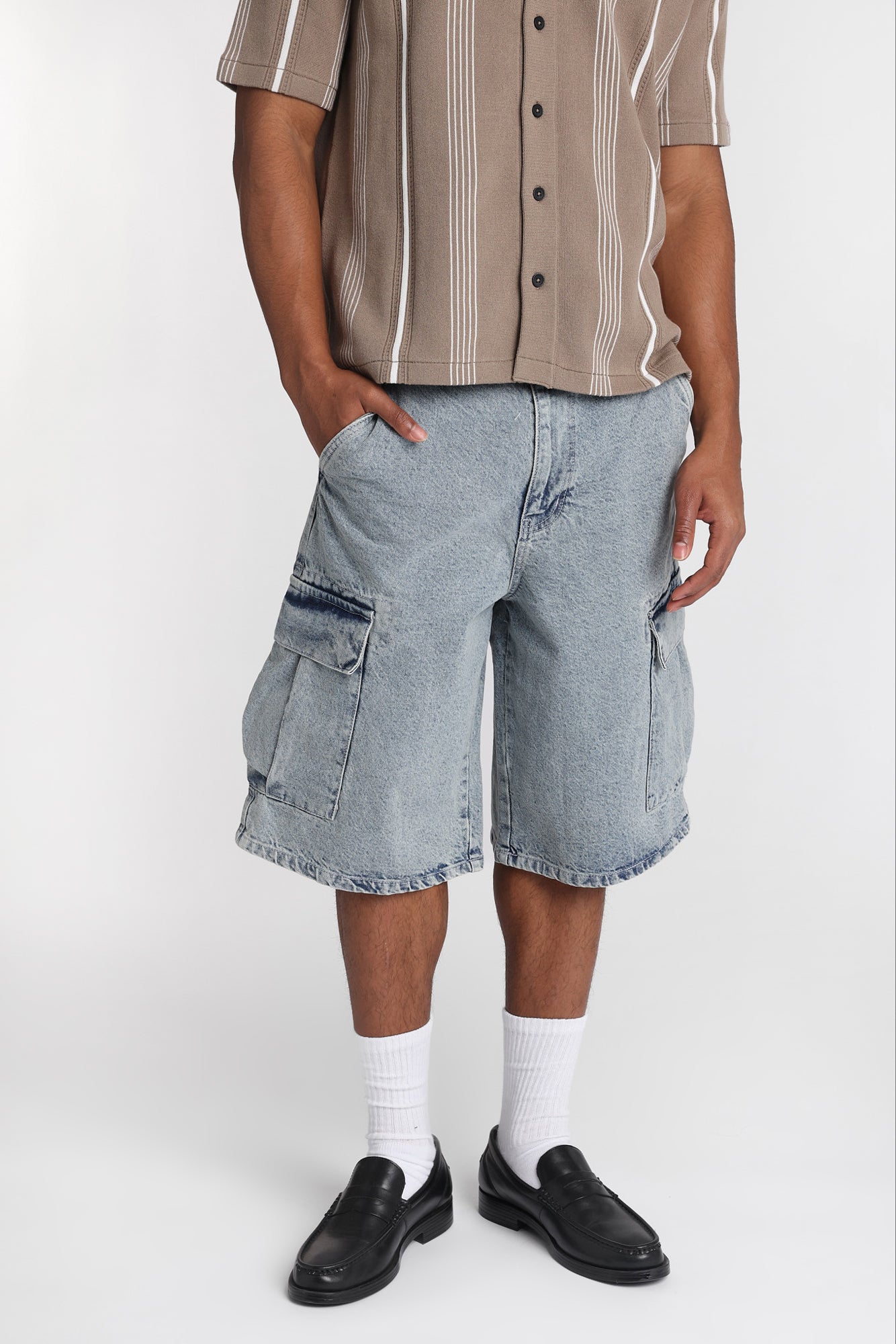 Baggy Cargo Denim Shorts