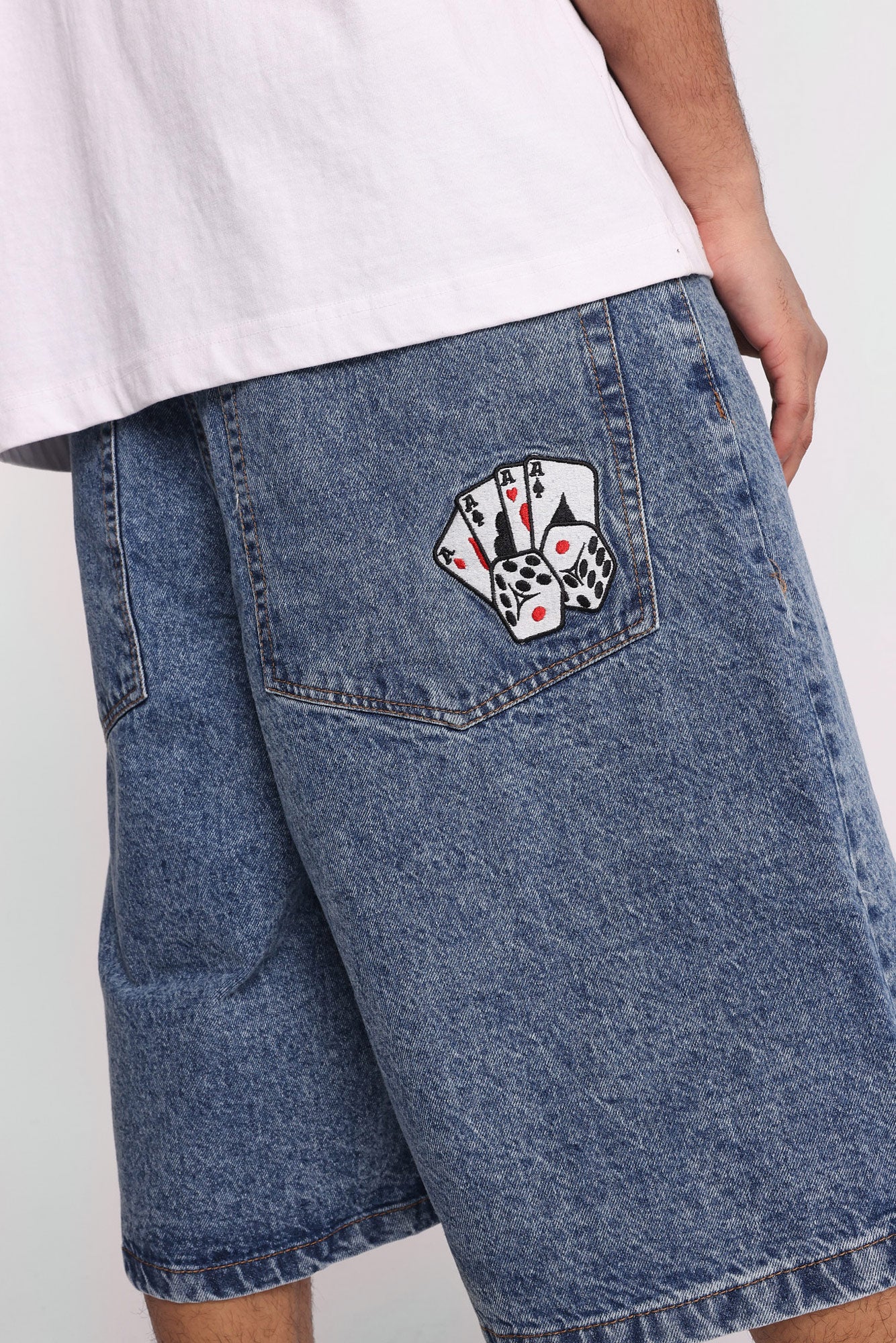 Aces Card & Die Embroidered Baggy Jorts