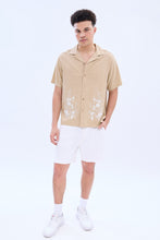 Linen-Blend Embroidered Short Sleeve Button-Up Shirt thumbnail 8