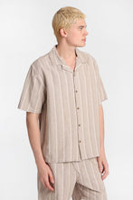 Chemise texturé à manches courtes à rayures en coton thumbnail 1