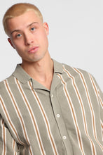 Reverse Knit Striped Short Sleeve Button-Up Shirt thumbnail 2