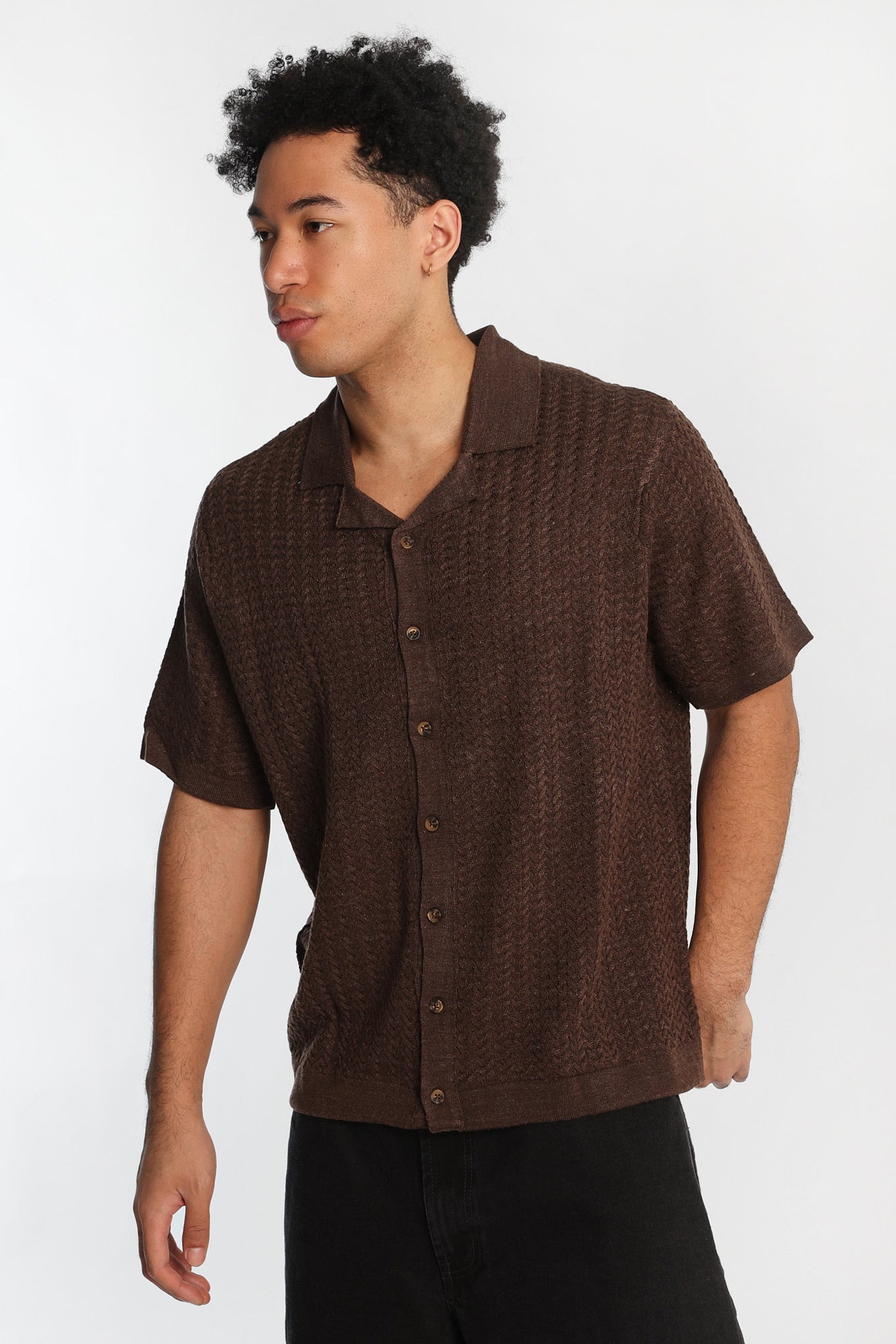 Chevron Short Sleeve Button-Up Shirt
