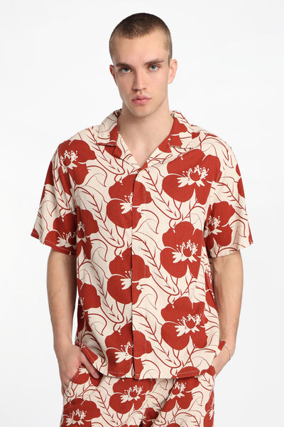 Linen-Blend Floral Button-Up Shirt – Bluenotes