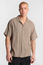 Linen-Blend Short Sleeve Button-Up Striped Shirt thumbnail 2