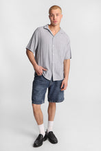Linen-Blend Short Sleeve Button-Up Striped Shirt thumbnail 8