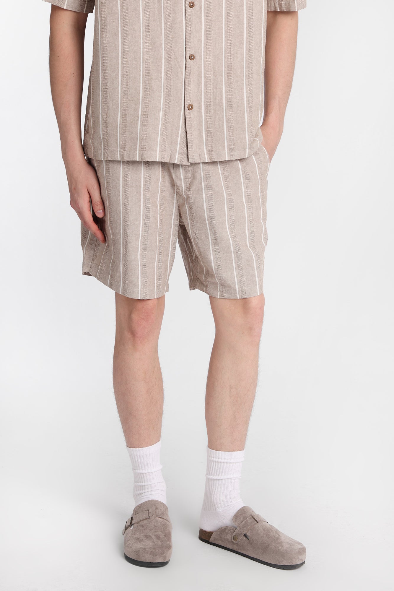 Textured Striped Shorts