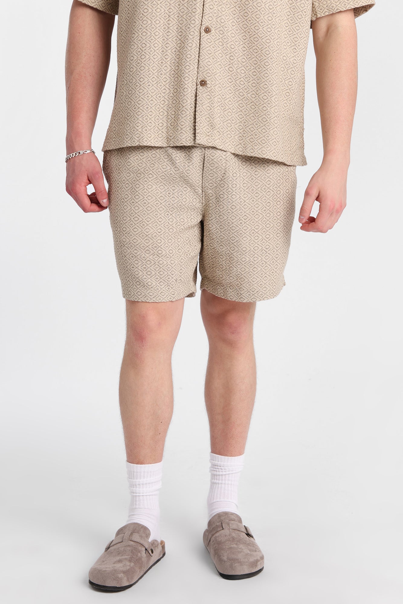 Textured Geometric Shorts