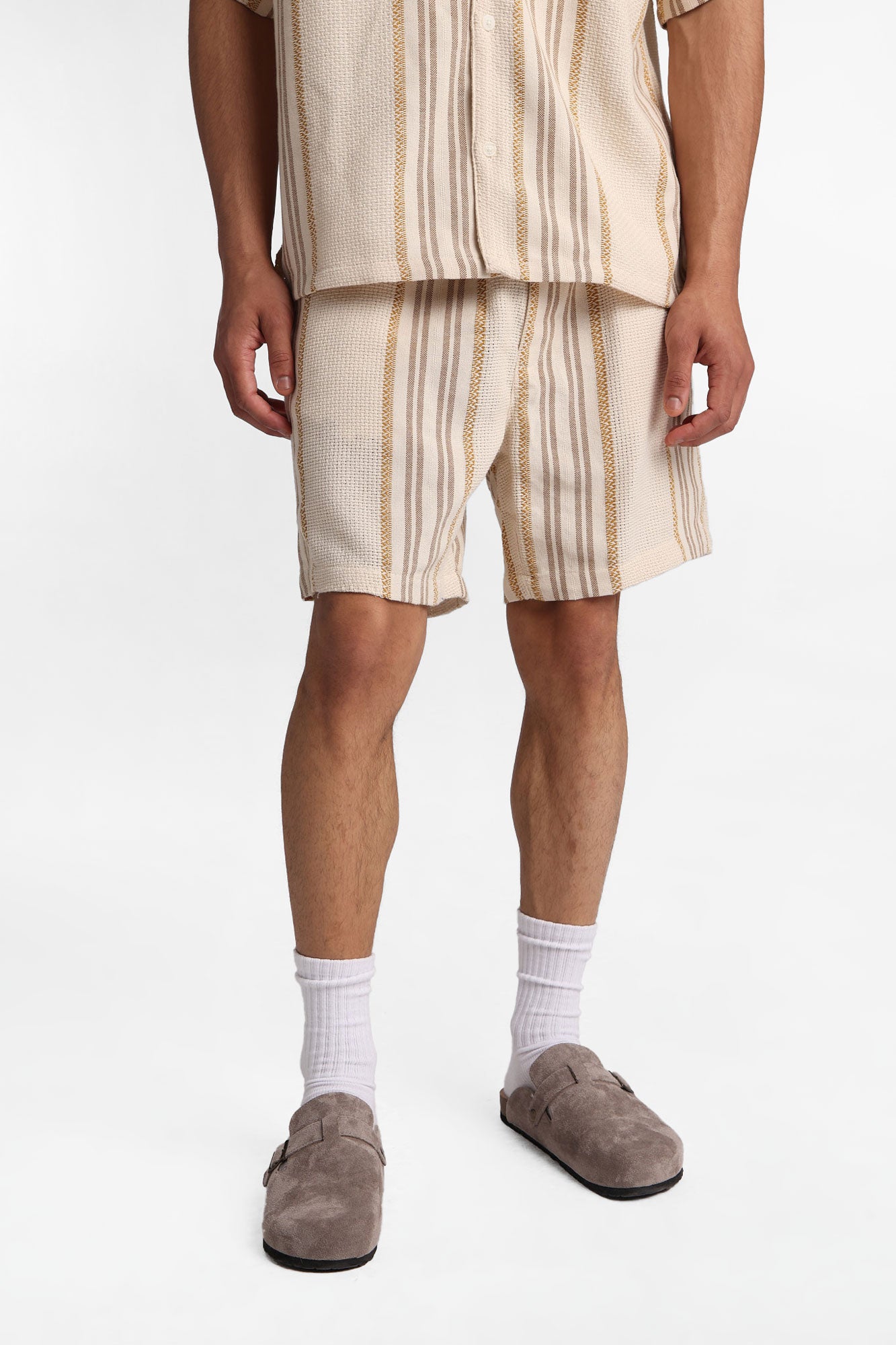 Textured Multi-Colour Striped Shorts