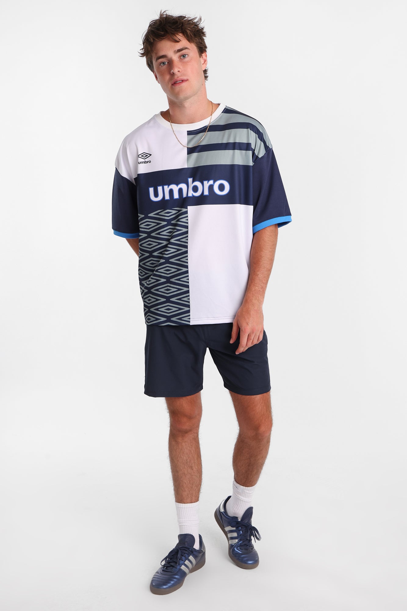 Umbro Large Logo Striped Tee – Bluenotes