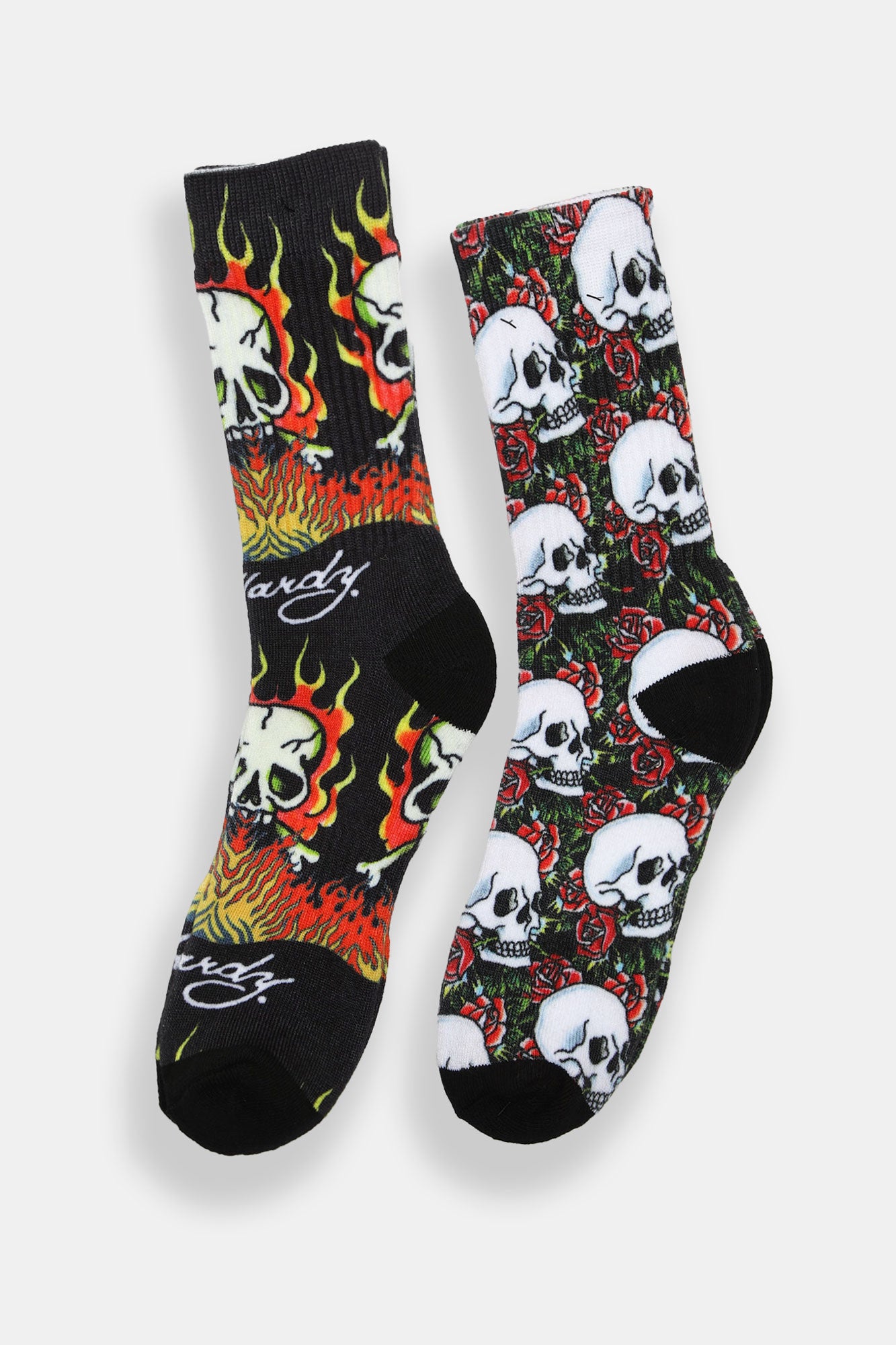 Ed Hardy Skull Printed Crew Socks 2-Pack