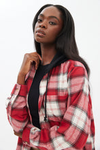 Oversized Plaid Button-Up Hooded Shirt thumbnail 19