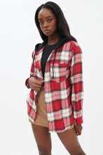 Oversized Plaid Button-Up Hooded Shirt thumbnail 17