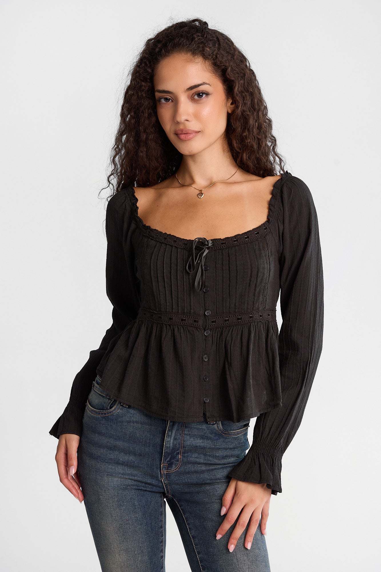 Haut babydoll à manches longues AERO