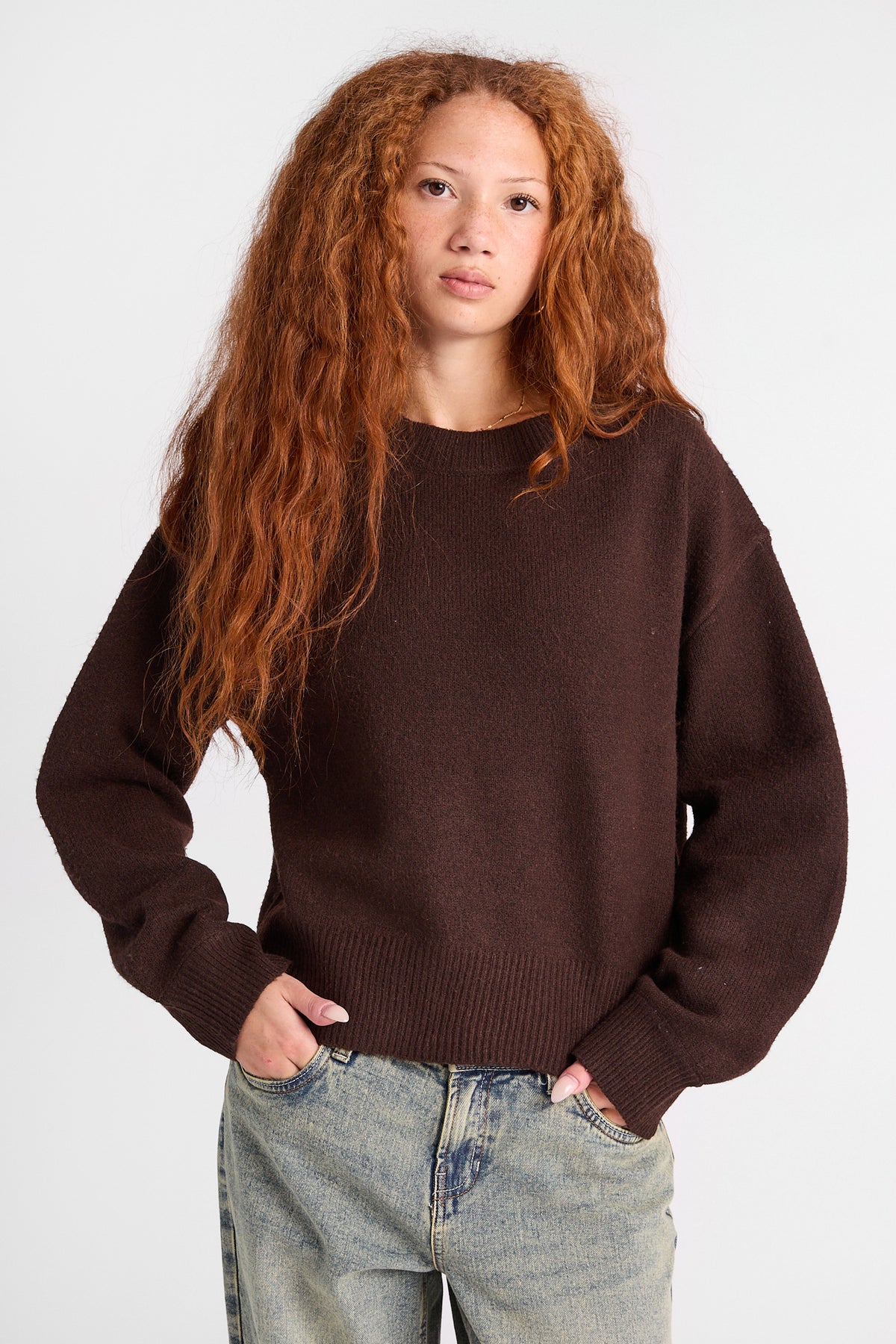 Flat Knit Crew Neck Sweater