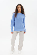 Waffle Knit Crew Neck Oversized Pullover Sweater thumbnail 2