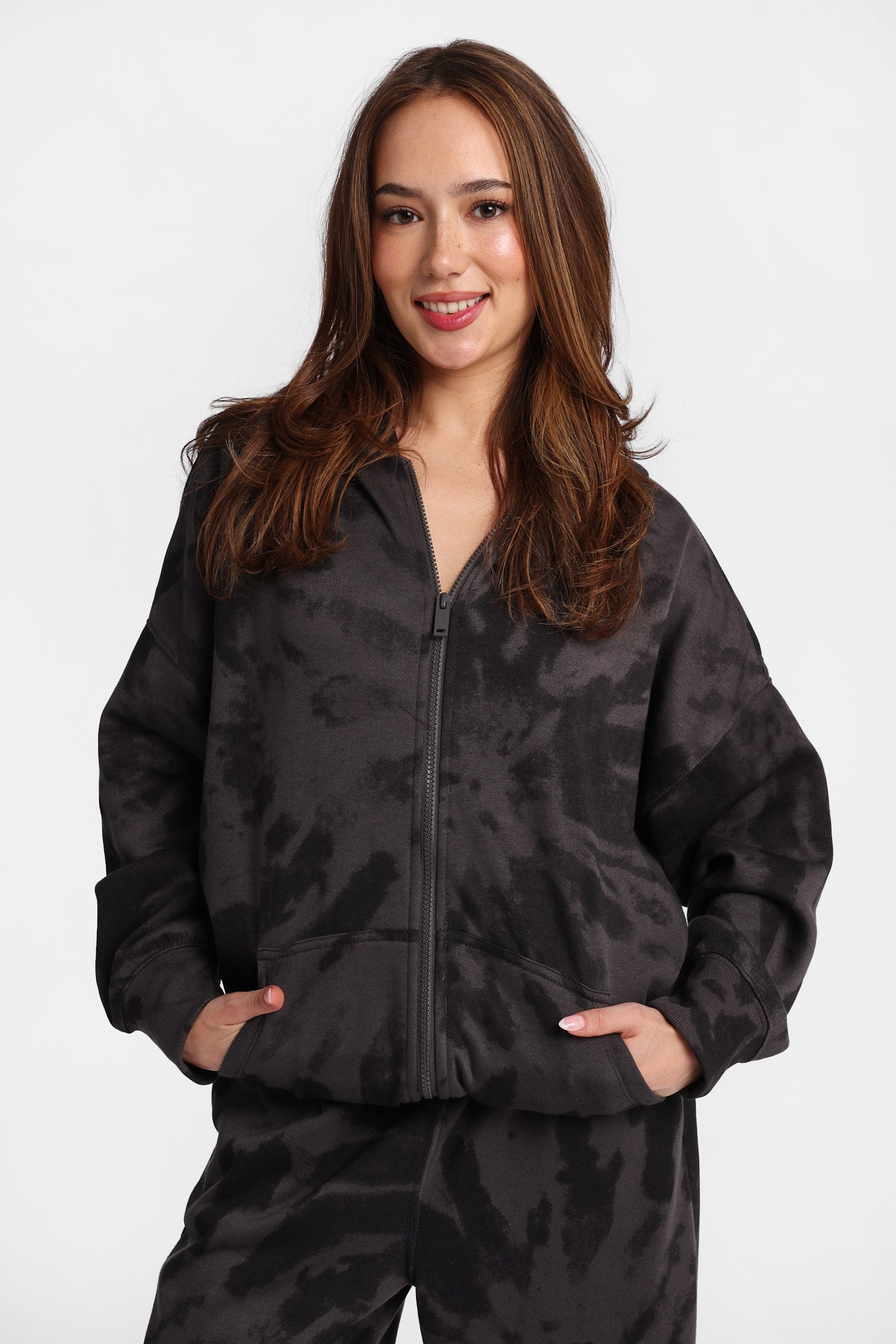Tie-Dye Oversized Zip-Up Hoodie
