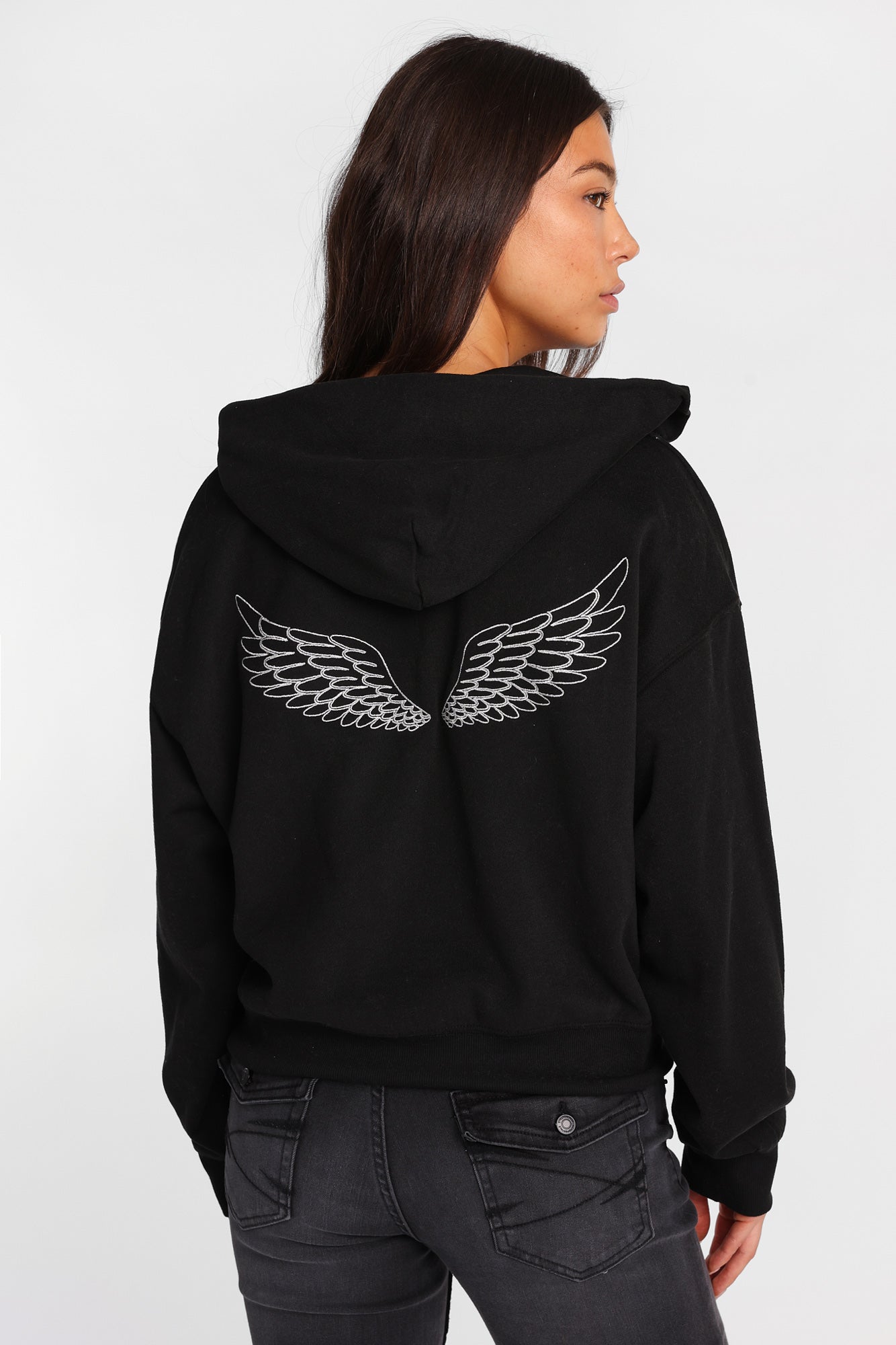 Chandail à capuche en molleton zippé imprimé graphique
