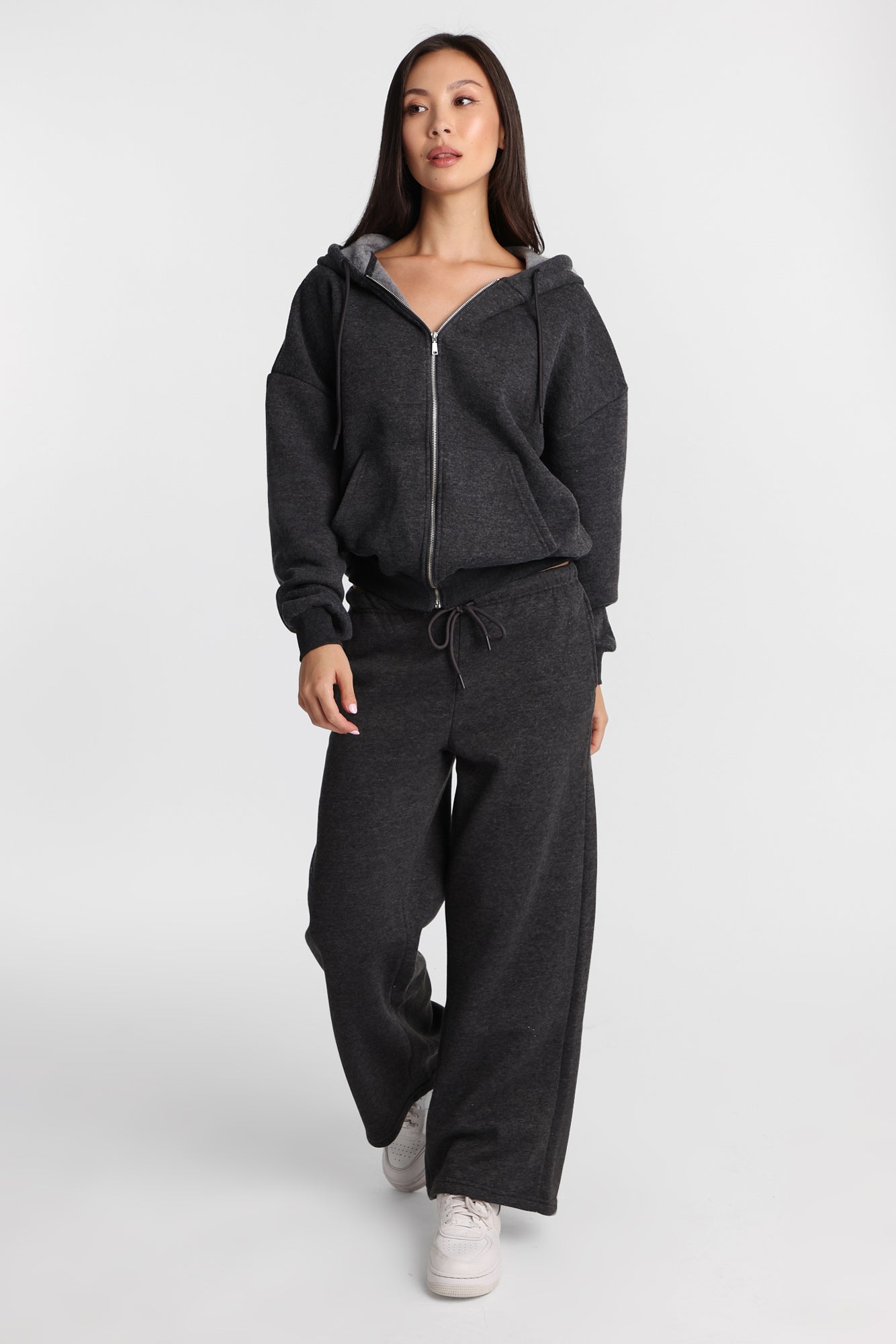 Pantalon en molleton à jambe large mélange de coton