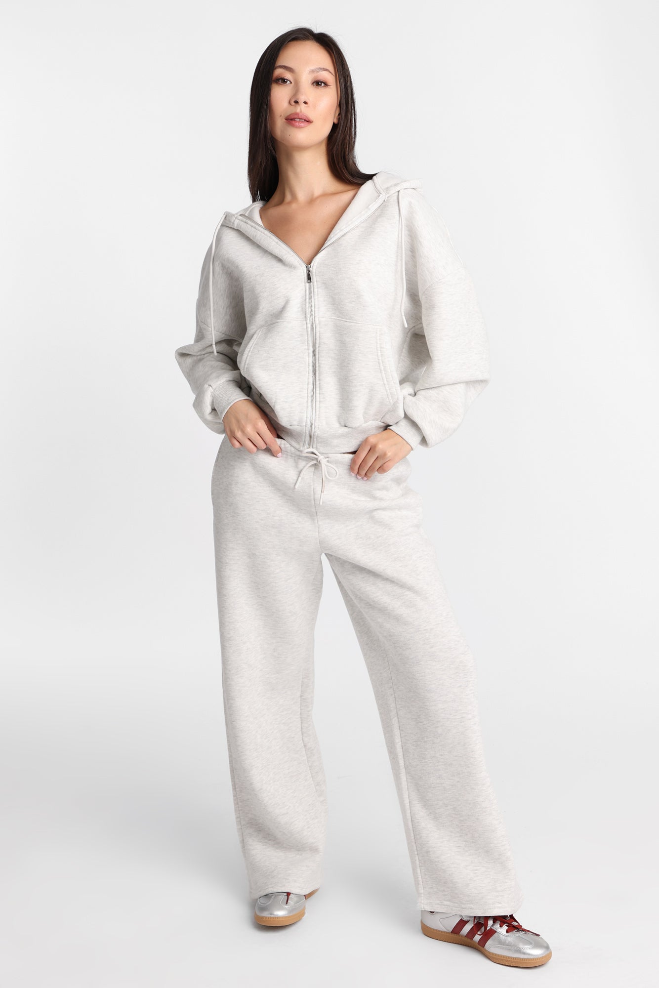 Pantalon en molleton à jambe large mélange de coton