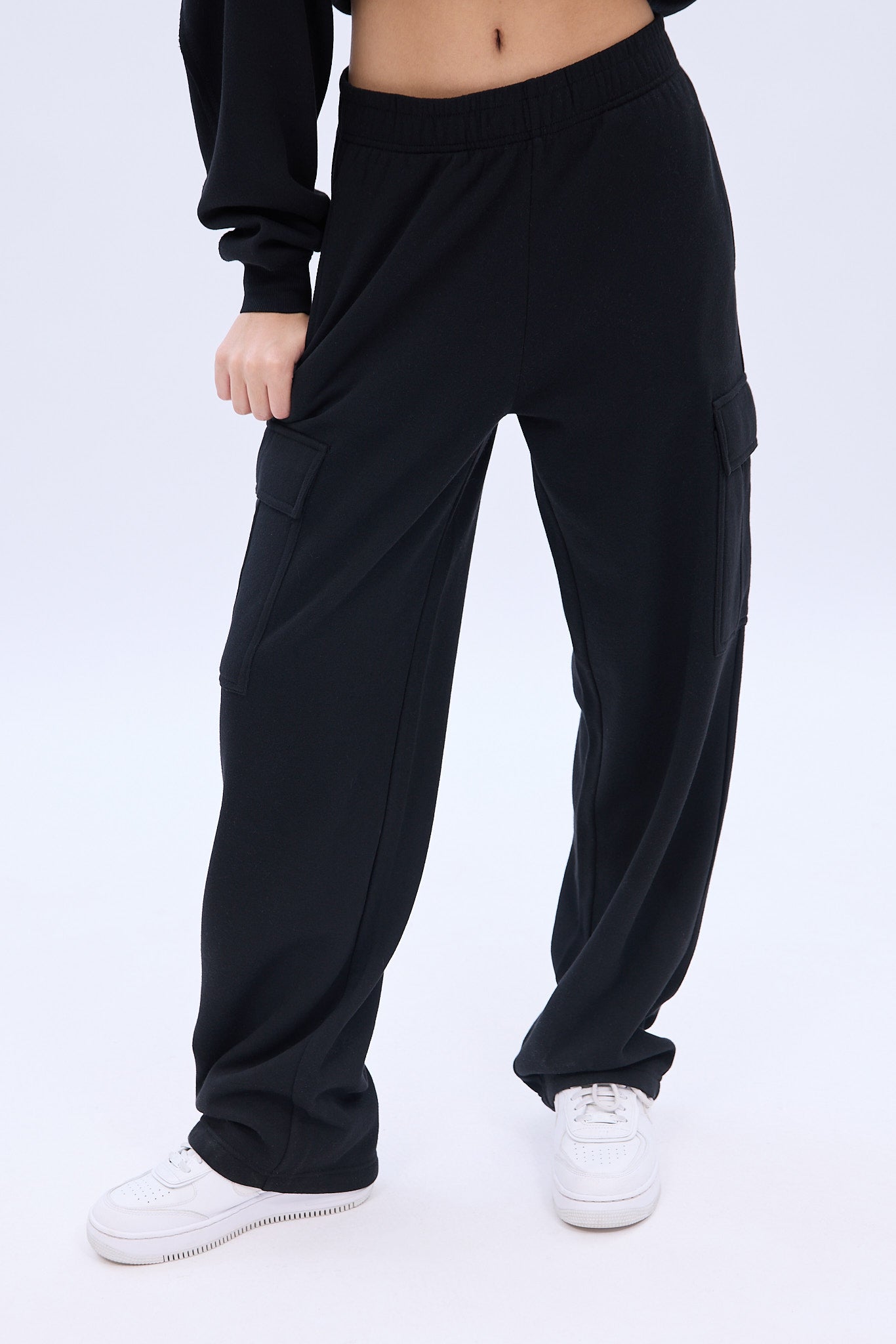 UNPLUG By Bluenotes Mid Rise Wide Leg Cargo Sweatpants