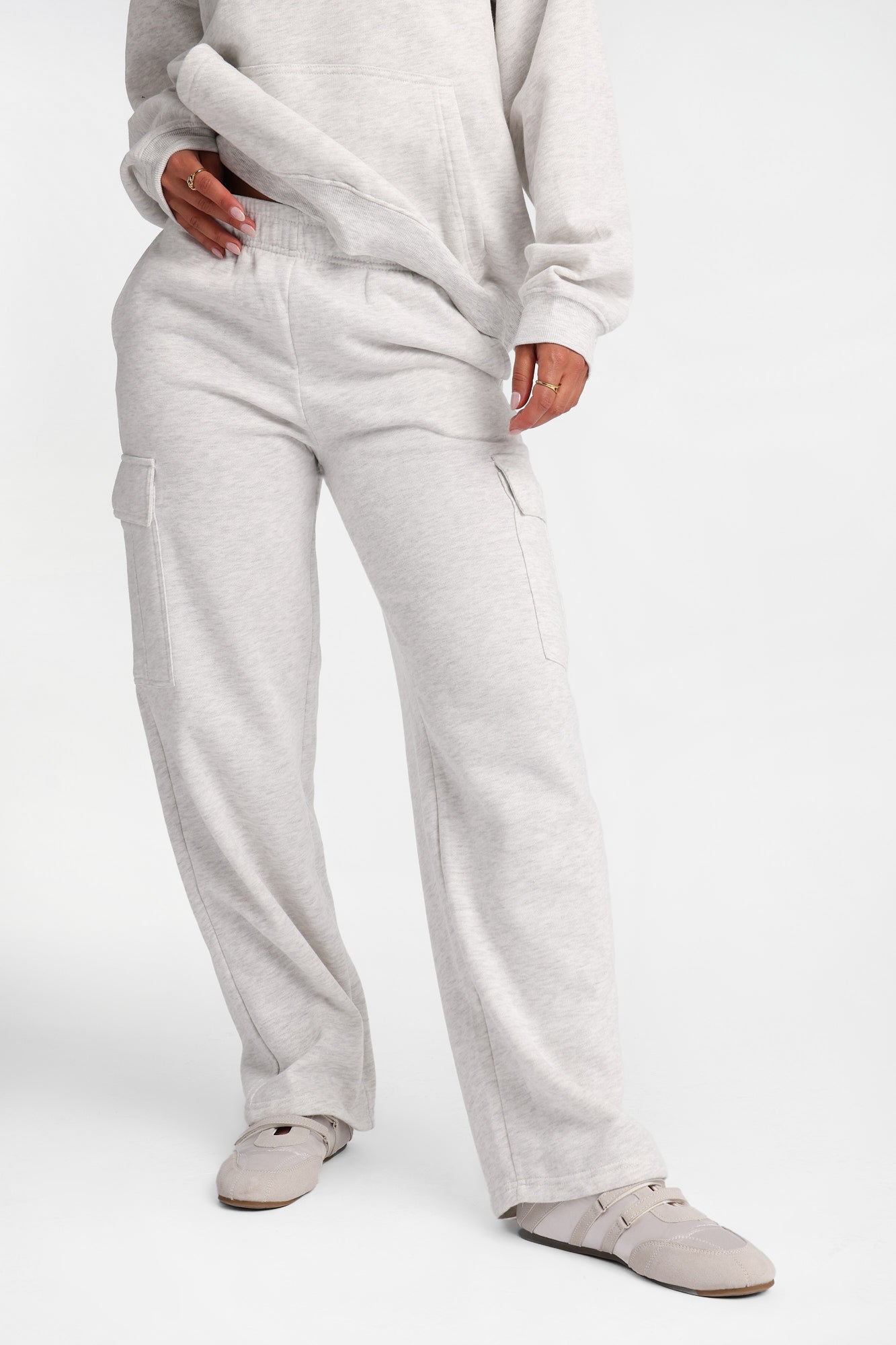 Pantalon en molleton cargo à jambe large délavé