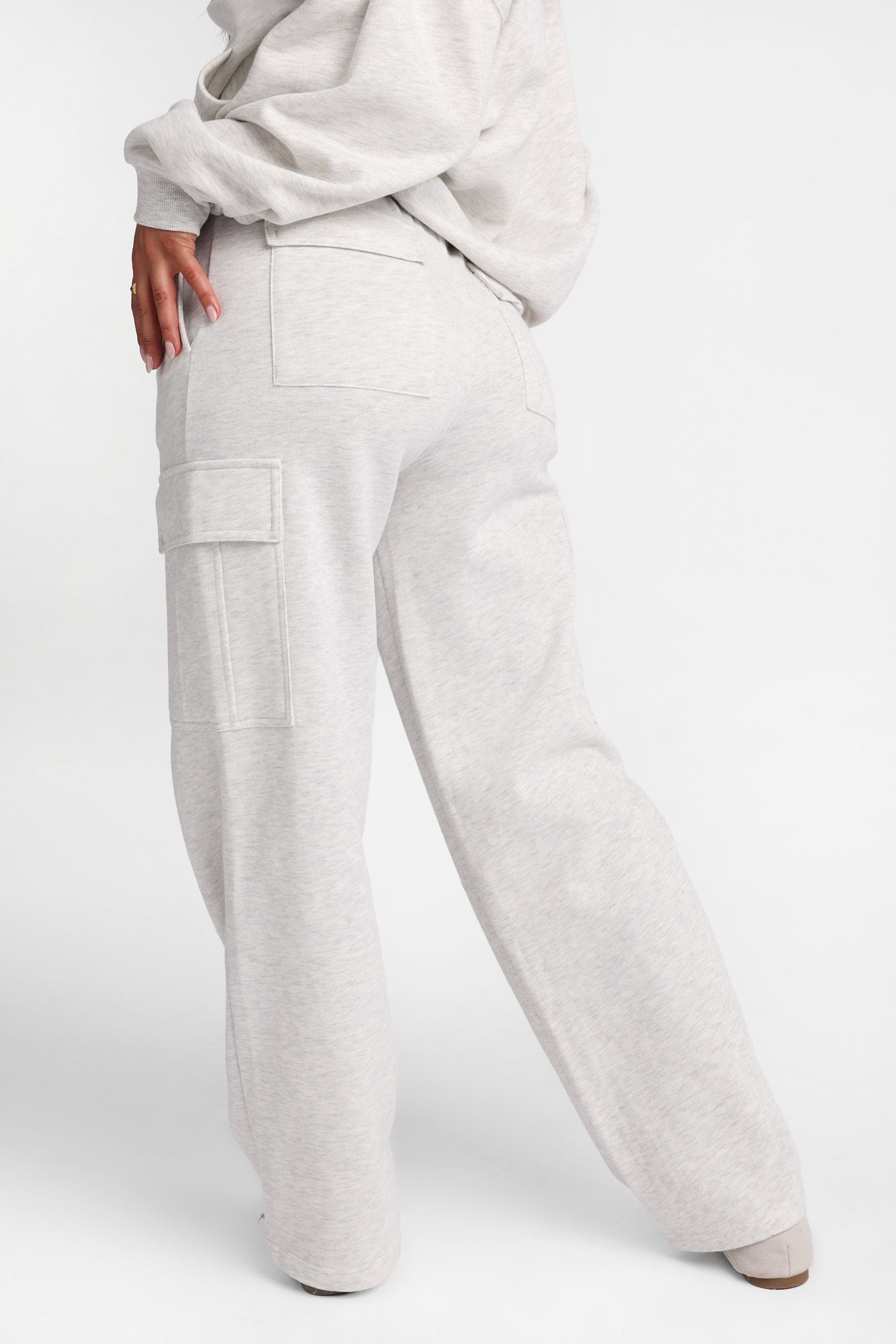 Pantalon en molleton cargo à jambe large délavé