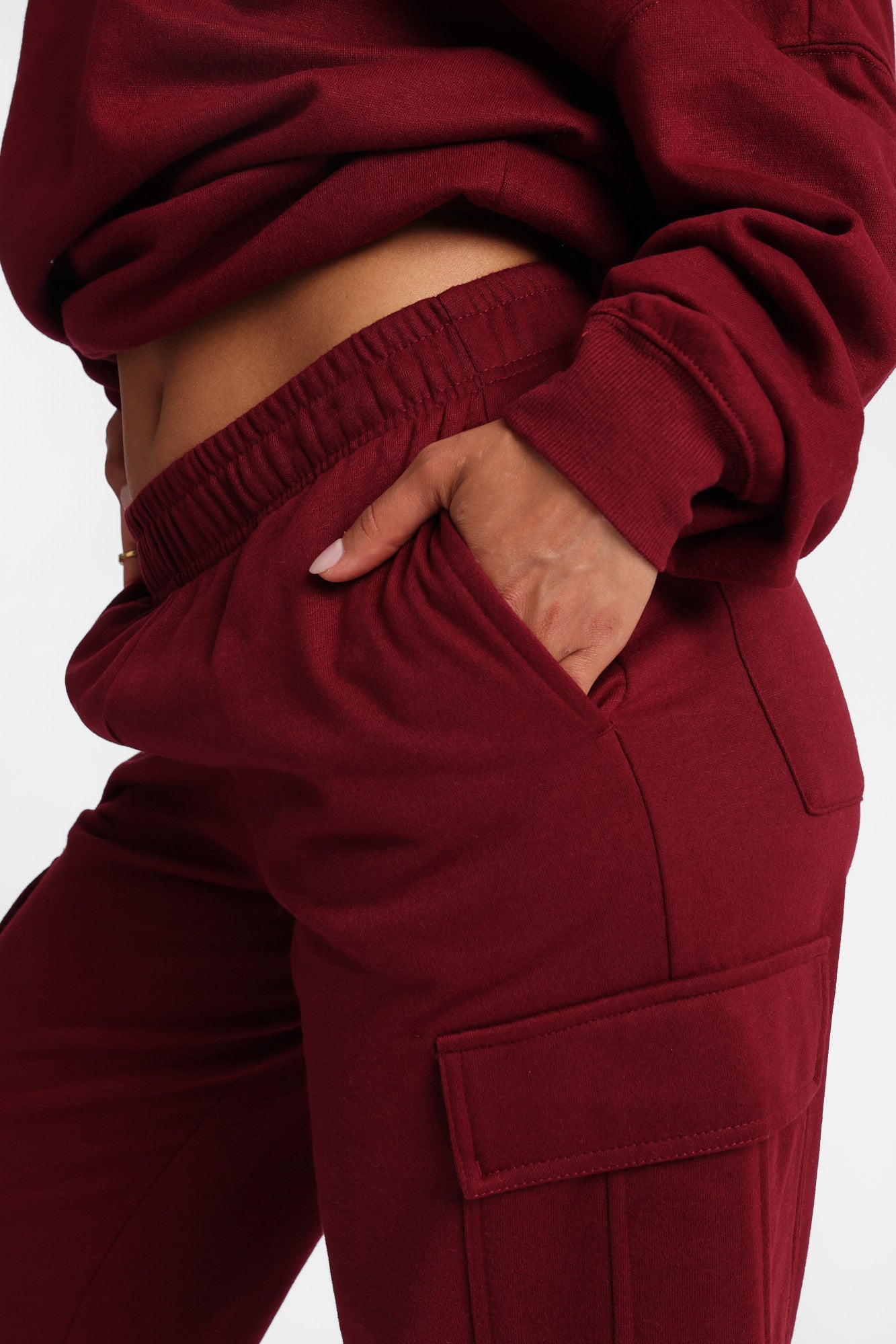 Pantalon en molleton cargo à jambe large délavé