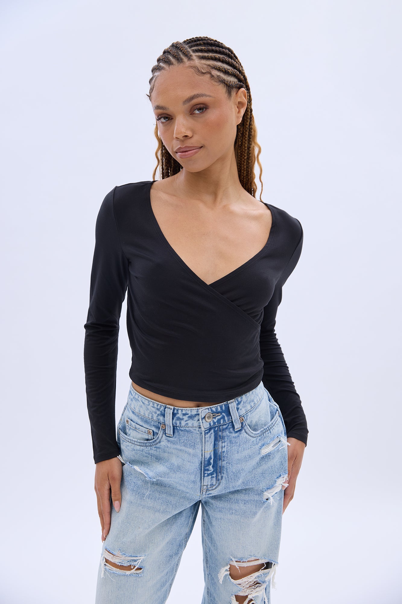 Super Soft Wrap Front Long Sleeve Top