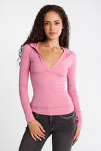Long Sleeve Hooded V-Neck Top thumbnail 1