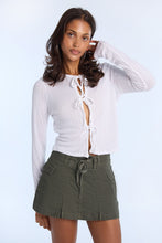 Eyelet Long Sleeve Tie-Front Top thumbnail 1