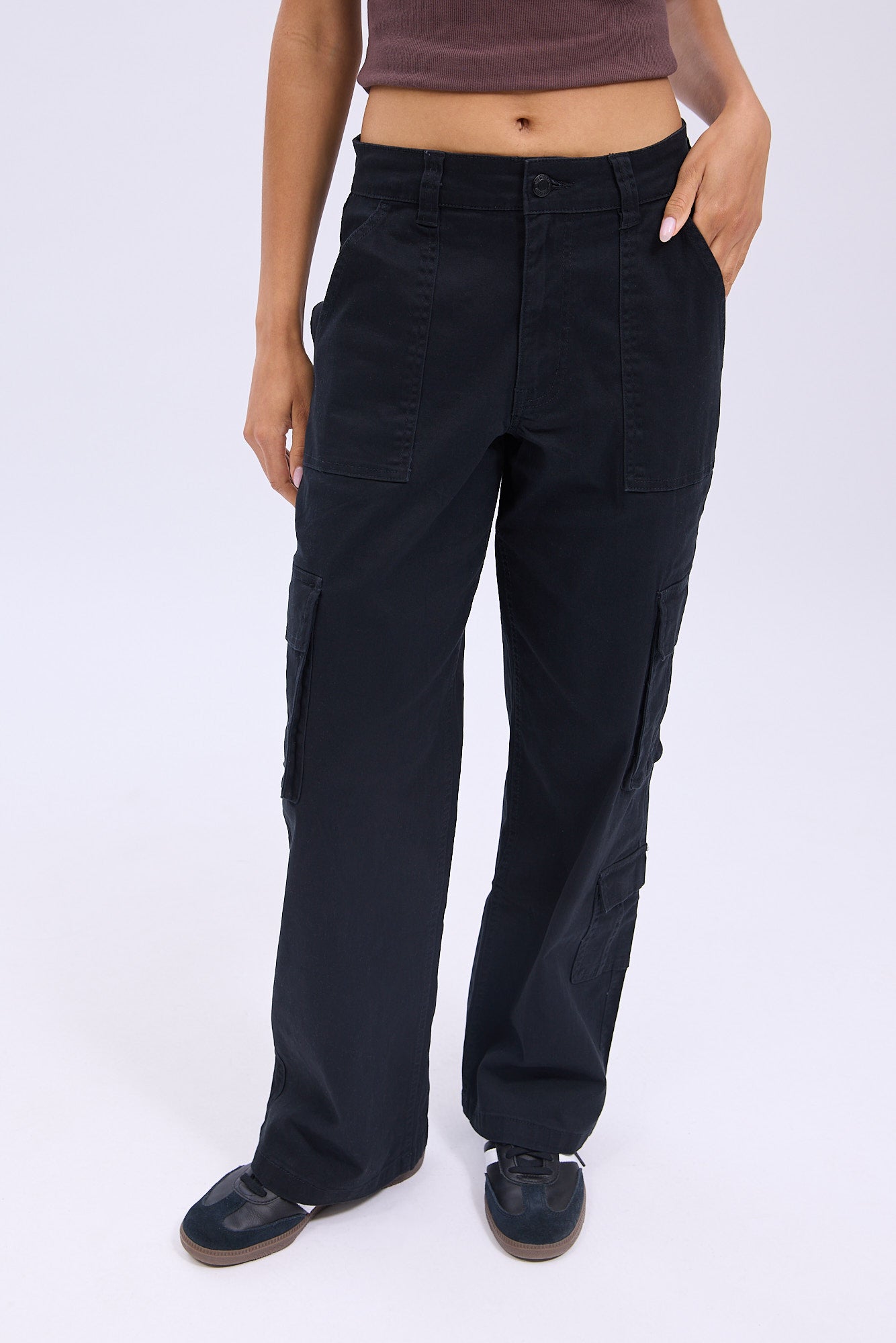 Super High Rise Twill Baggy Cargo Pants