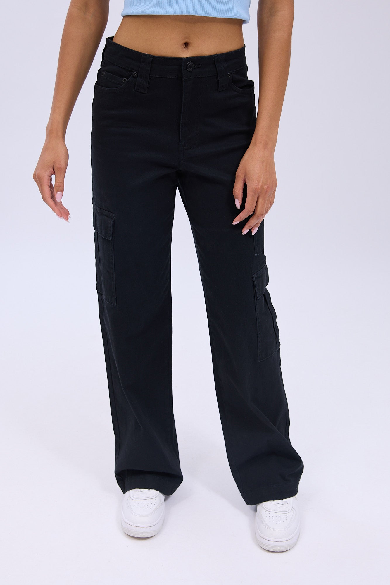 Super High Rise Wide Leg Cargo Twill Pants