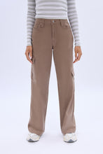 Super High Rise Wide Leg Cargo Twill Pants thumbnail 1